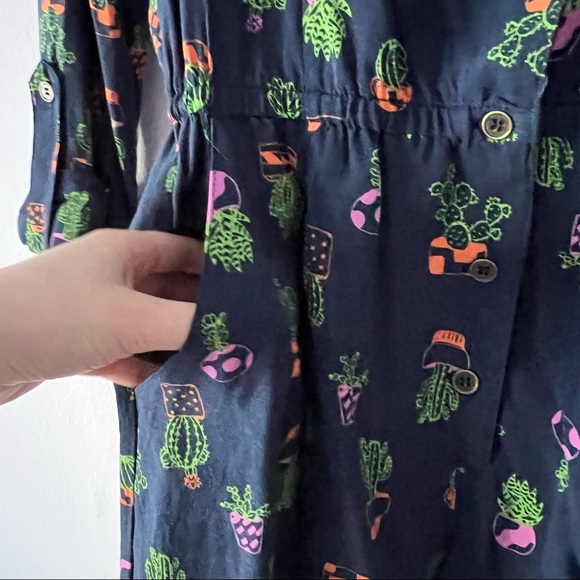 Modcloth Navy Blue Cactus Print Romper Size Small - Picture 9 of 13